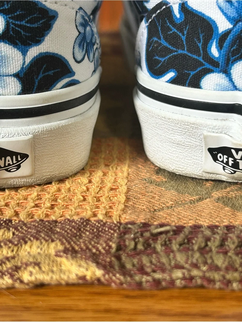 Vans Off The Wall Floral Blue Canvas Shoes - Size 5